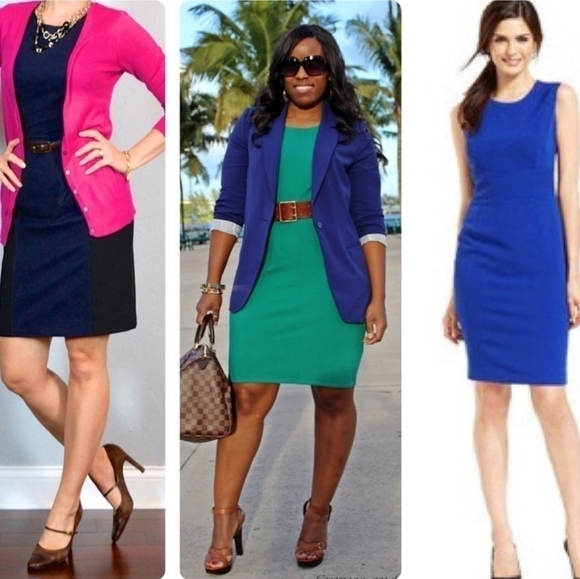 JONES Studio blue sheath dress, size 14 - Picture 2 of 5